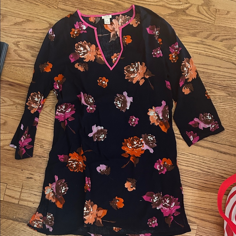 J. Crew Factory Floral Swim Coverup - Black and Pink